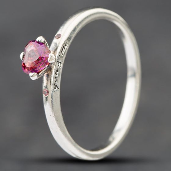 Second Hand Silver Pink Cubic Zirconia Pandora You & Me Ring 41221228