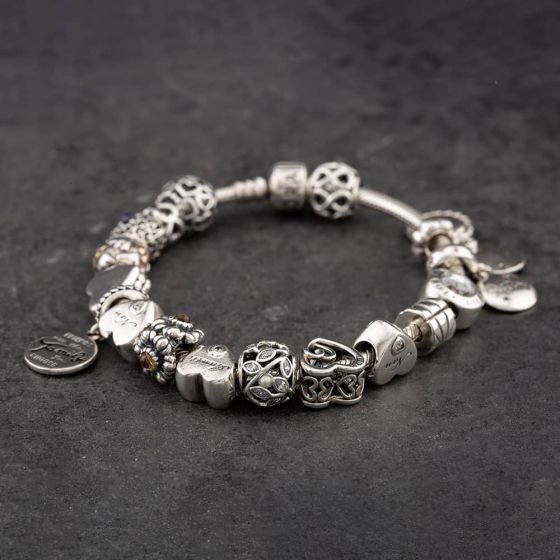 Second Hand Pandora Silver Family Theme Full 21cm Charm Bracelet 41221254