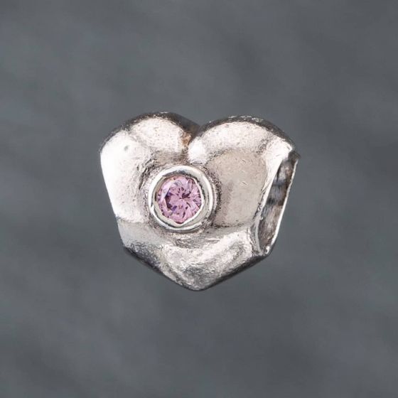 Second Hand Pandora Silver Pink Cubic Zirconia Heart Charm 41221284