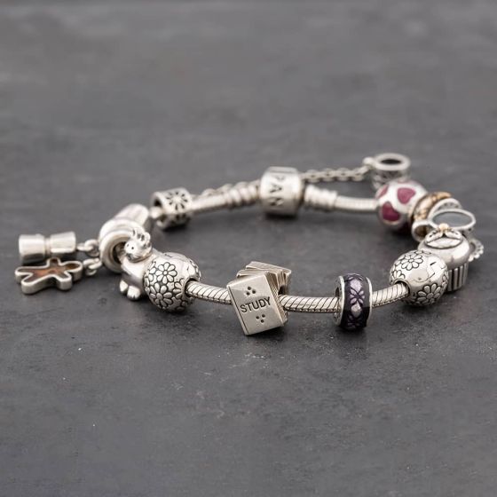 Second Hand Pandora Silver 7 Inch Charm Bracelet 41221316