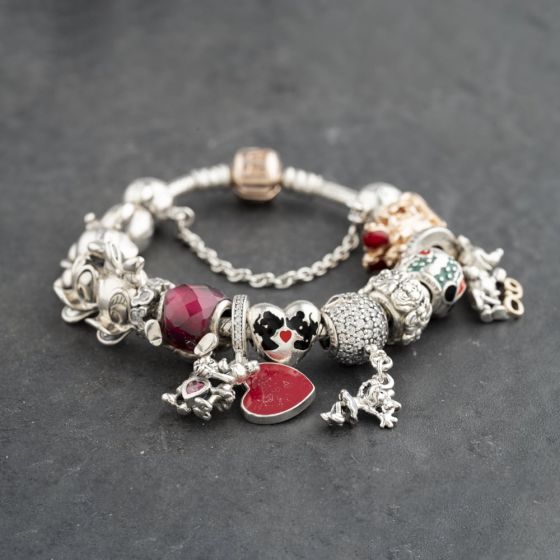Second Hand Pandora Silver Multi Stone Pandora Assorted Disney 6.5 Inch Charm Bracelet 41221379