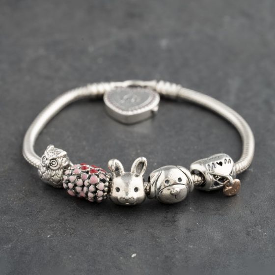 Second Hand Pandora Silver Multi Stone Pandora Assorted Mom Charms 6 Inch Charm Bracelet 41221381
