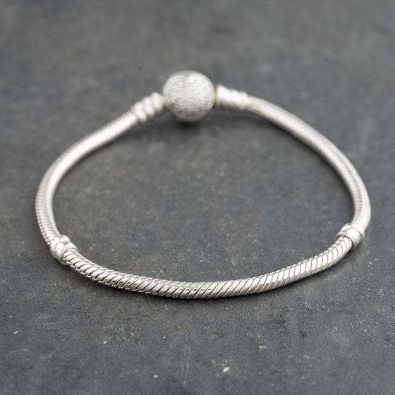 Second Hand Pandora Silver Cubic Zirconia Pandora Moments Sparkling Pave Heart 6.5 Inch Charm Bracelet 41221400