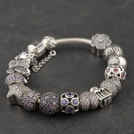 Second Hand Pandora Silver Full 7 Inch Charm Bracelet 41221436