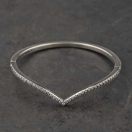 Second Hand Pandora Silver Wishbone Hinged Bangle 41221440