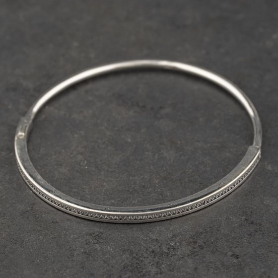 Second Hand Pandora Silver Cubic Zirconia Hinged Bangle 41221446