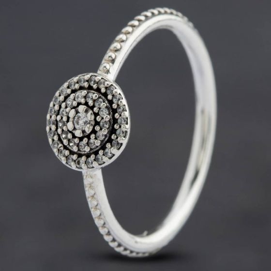 Second Hand Pandora Silver Radiant Elegance Ring 190986CZ-54 (N)