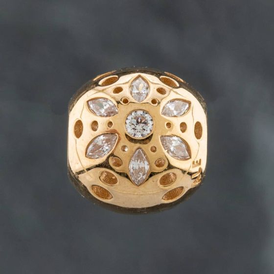 Second Hand Pandora 14ct Gold Sparkling Bloom Charm 750826CZ