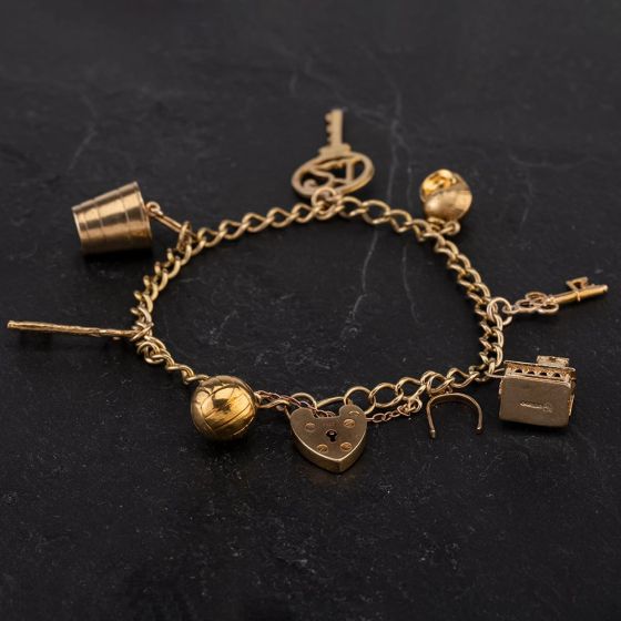 Second Hand 9ct Yellow Gold Charm Bracelet 4123895