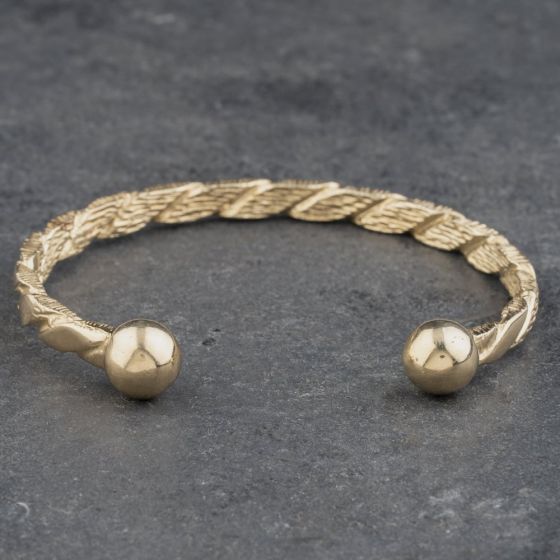 Second Hand 9ct Yellow Gold Half Engraved Standard Torque Bangle 41240007