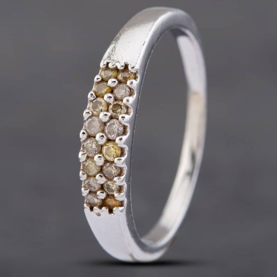 Second Hand Sterling Silver Brilliant Cut Diamond Two Row Ring 412500859