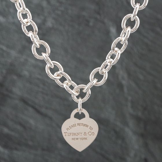 Second Hand Silver Tiffany 16 Inch Curb Necklace 41251238