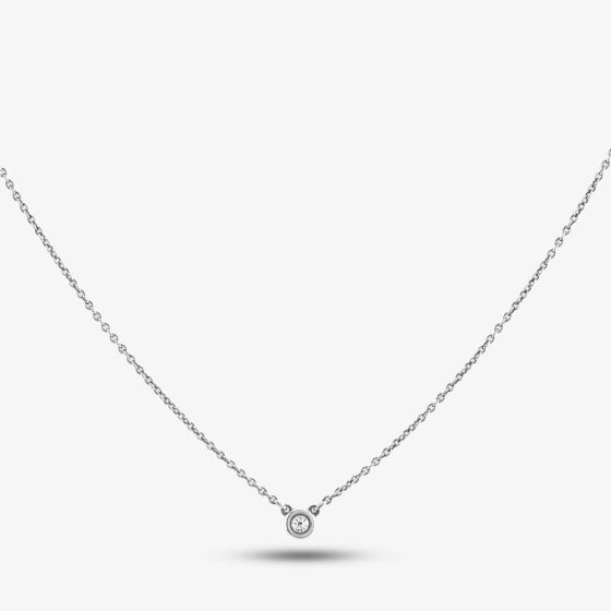 Second Hand Tiffany & Co. Sterling Silver Brilliant Cut Diamond Pendant & 14 Inch Trace Chain 412512517