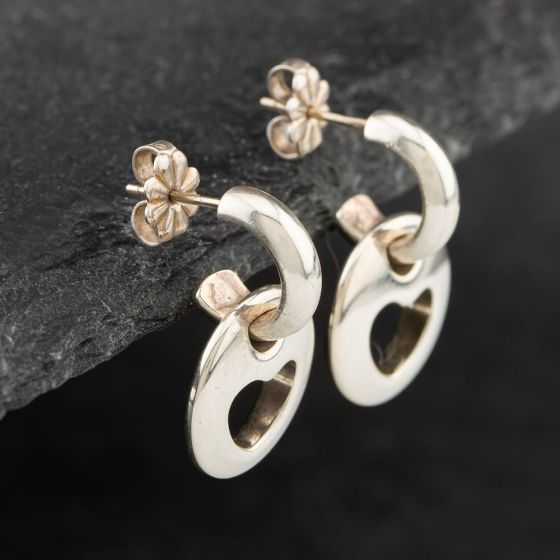 Second Hand Silver Tiffany & Co. Cutout Heart Dropper Earrings 41251268