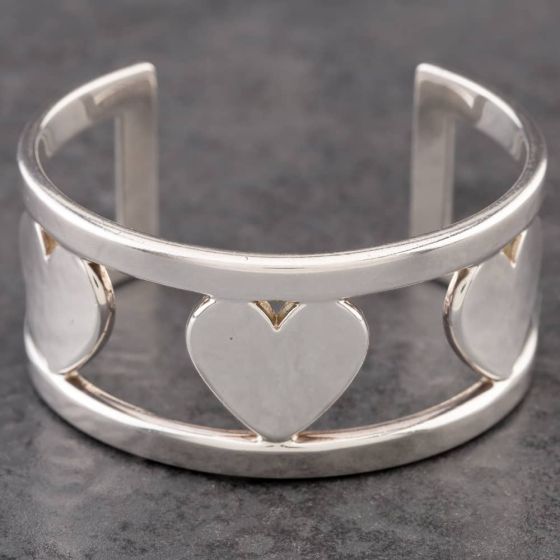 Second Hand Tiffany & Co. Silver Wide Heart Small Cuff Bangle 41251315