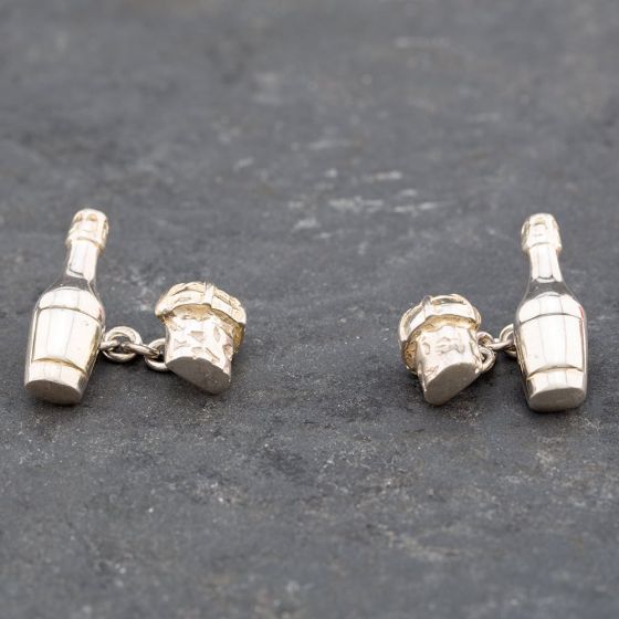 Second Hand Silver Links Of London Champagne Bottle Cufflinks 41251374
