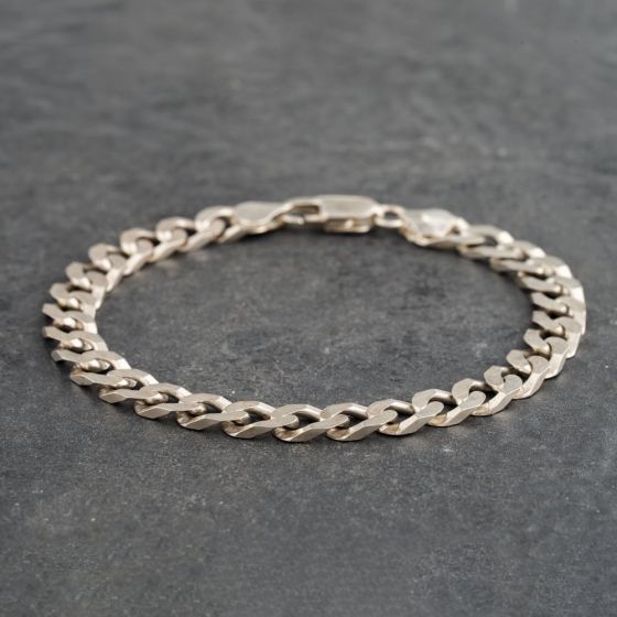 Second Hand Silver 8.5 Inch Curb Chain Bracelet 41251440