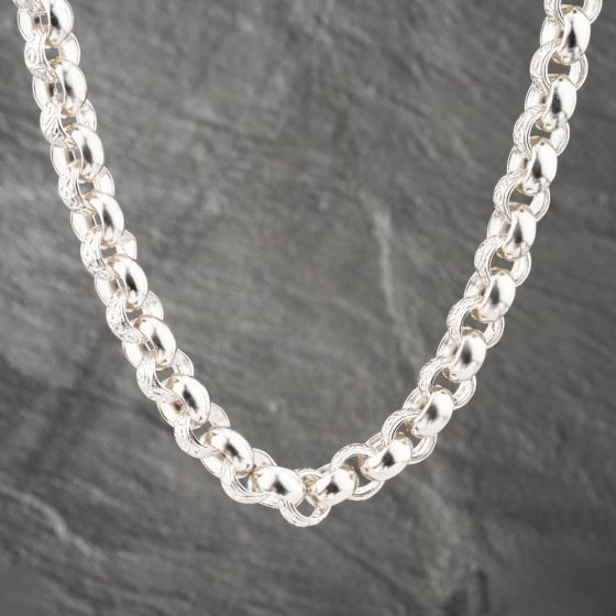 Second Hand Silver Engraved Hoop 24 Inch Belcher Chain 41251506