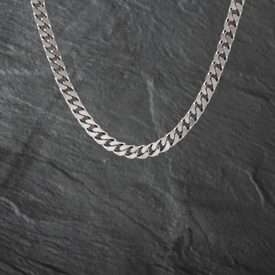 Second Hand Silver Heavy 18 Inch Curb Necklace 41251531