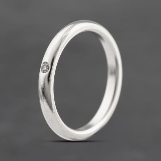 Second Hand Silver 0.02ct Brilliant Cut Diamond Tiffany Band Ring 41251557