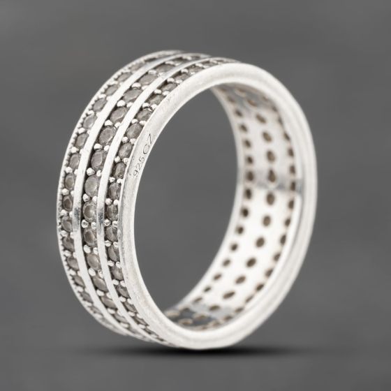 Second Hand Silver Cubic Zirconia Three Row Ring 41251566