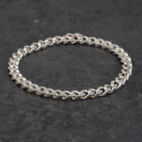 Second Hand Silver 8 Inch Curb Chain Bracelet 41251577