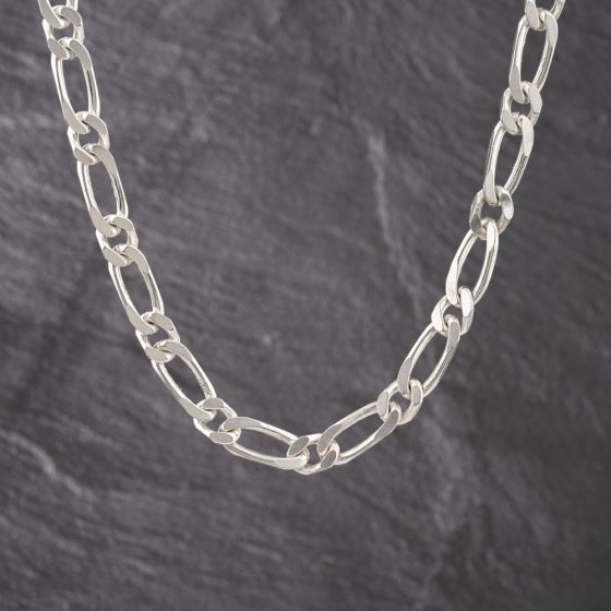 Second Hand Silver Heavy One Plus One 22 Inch Figaro Chain 41251584