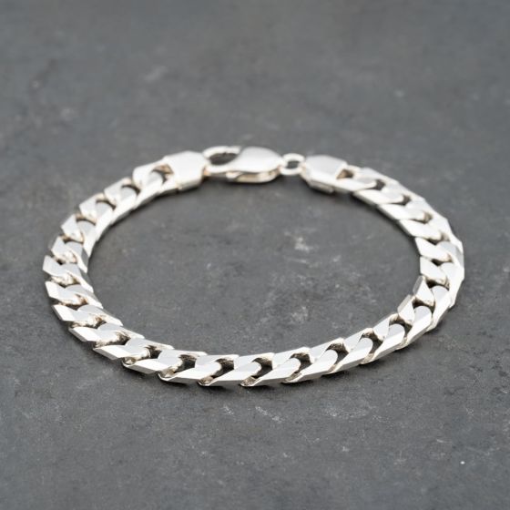 Second Hand Silver Heavy 8.5 Inch Curb Chain Bracelet 41251589