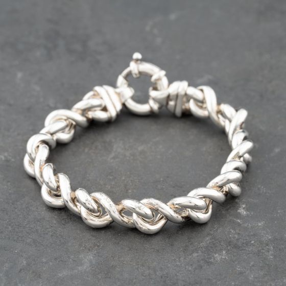 Second Hand Silver Heavy Figure Of Eight Link 8 Inch Curb Chain Bracelet 41251590