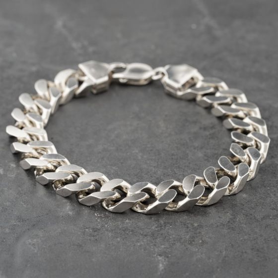 Second Hand Silver Heavy 9 Inch Curb Chain Bracelet 41251597