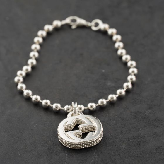 Second Hand Silver Gucci 7 Inch Bead Bracelet 41251658