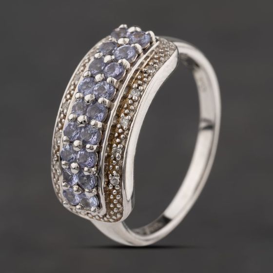 Second Hand Sterling Silver Tanzanite & White Zircon Band Ring 41251664