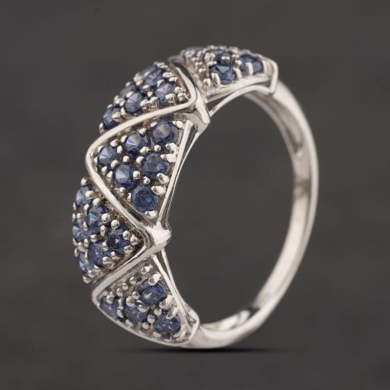 Second Hand Sterling Silver Blue Cubic Zirconia Band Ring 41251687