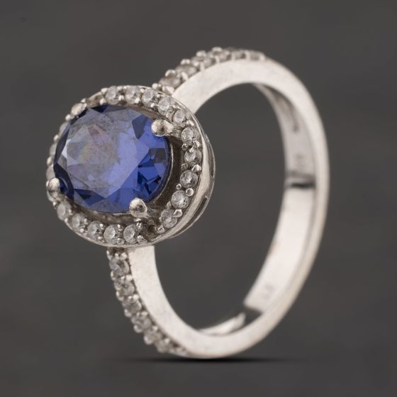 Second Hand Silver Purple And White Cubic Zirconia Cubic Zirconia Oval Cluster Ring 41251700