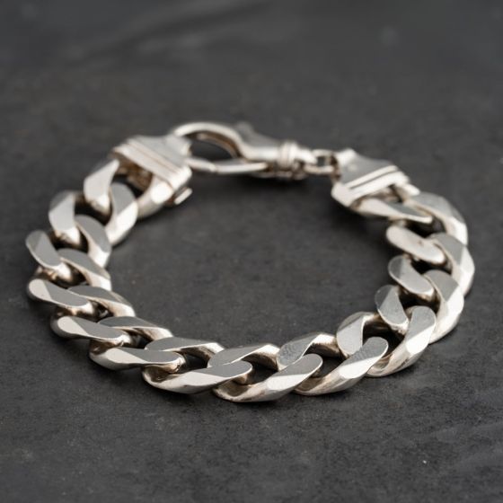 Second Hand Silver Heavy 8.5 Inch Curb Chain Bracelet 41251712