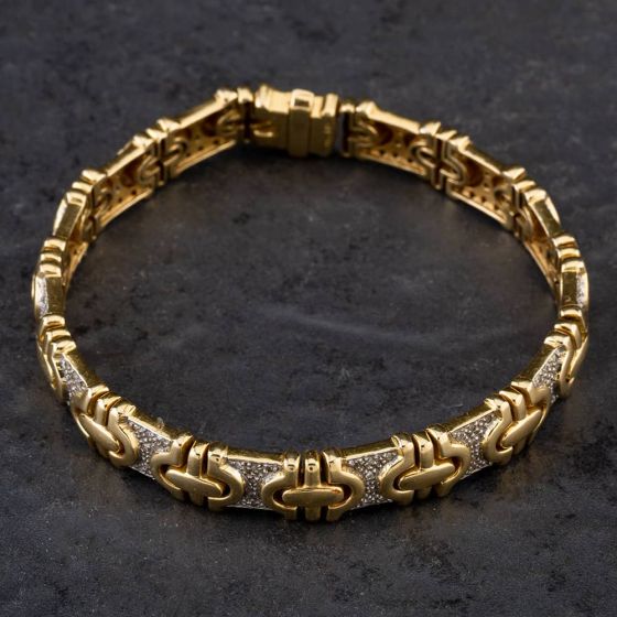 Second Hand 18ct Yellow Gold Diamond 7 Inch Bracelet 4128078