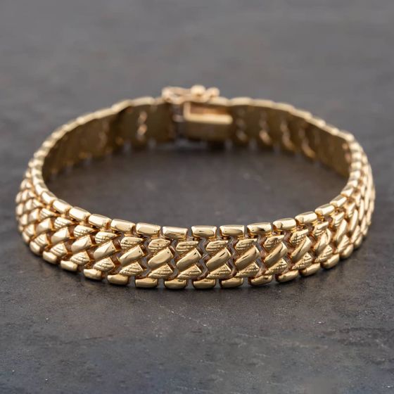 Second Hand 9ct Yellow Gold Patterned 7.5 Inch Chain Bracelet 41281075