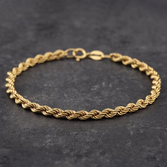 Second Hand Yellow Gold 7.5 Inch Rope Chain Bracelet 41281200