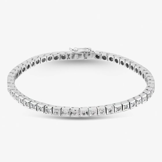 Second Hand 18ct White Gold Brilliant Cut Diamond Set 7.5 Inch Tennis Bracelet 41281287