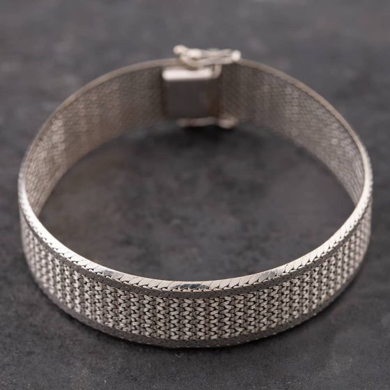 Second Hand 9ct White Gold 7.5 Inch Mesh Chain Bracelet 41281297