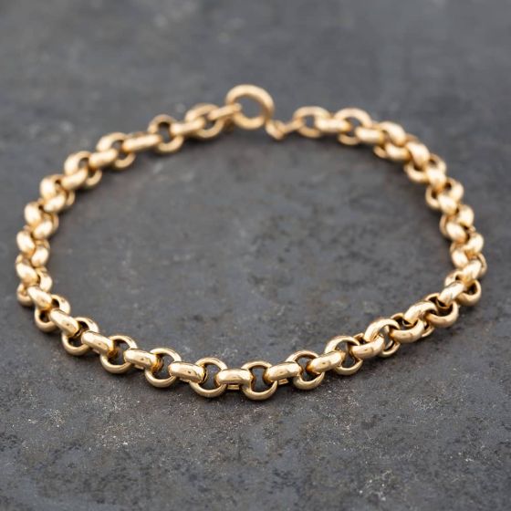Second Hand 9ct Yellow Gold Round 7.5 Inch Belcher Chain Bracelet 41281304