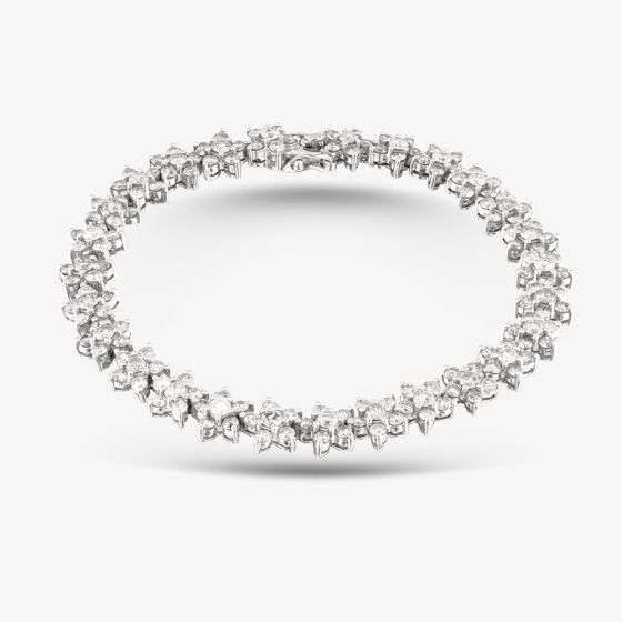 Second Hand 18ct White Gold 6.00ct Brilliant Cut Diamond Clusters 7.5 Inch Bracelet 41281356