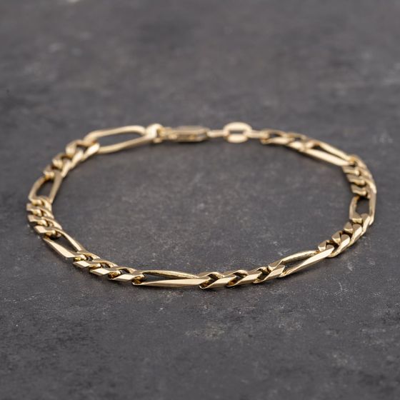 Second Hand 9ct Yellow Gold 7.5 Inch Figaro Chain Bracelet 41281402