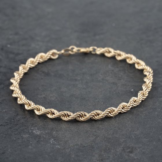 Second Hand 9ct Yellow Gold 7.5 Inch Rope Chain Bracelet 41281418