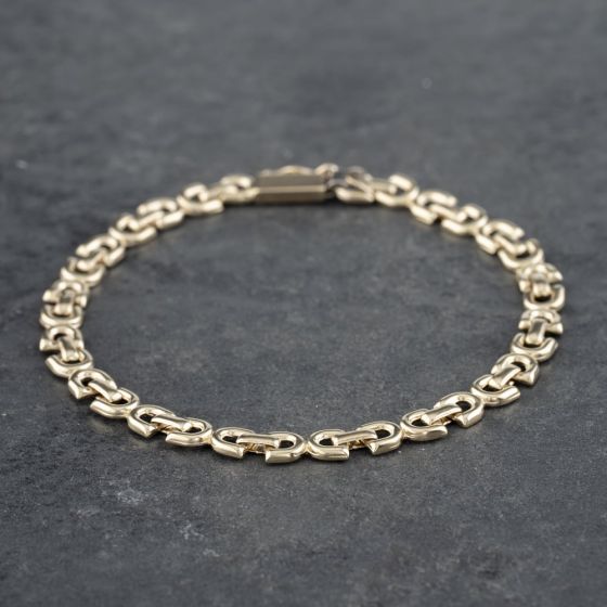 Second Hand 9ct Yellow Gold Flexible Fancy Link 7 Inch Chain Bracelet ...