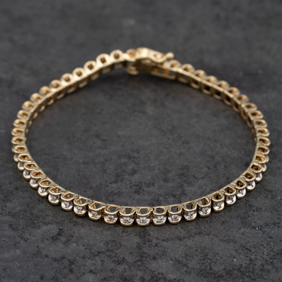 Second Hand 14ct Two Colour Gold 0.52ct Diamond Set 7 Inch Bracelet 41281432