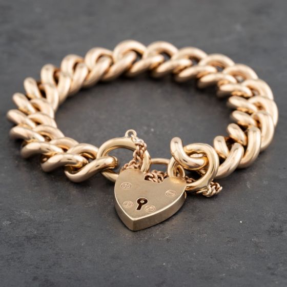 Second Hand Vintage 9ct Yellow Gold 7 Inch Curb Chain Bracelet 41281457