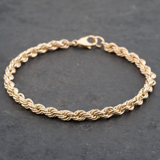 Second Hand 9ct Yellow Gold 7.5 Inch Rope Chain Bracelet 41281460
