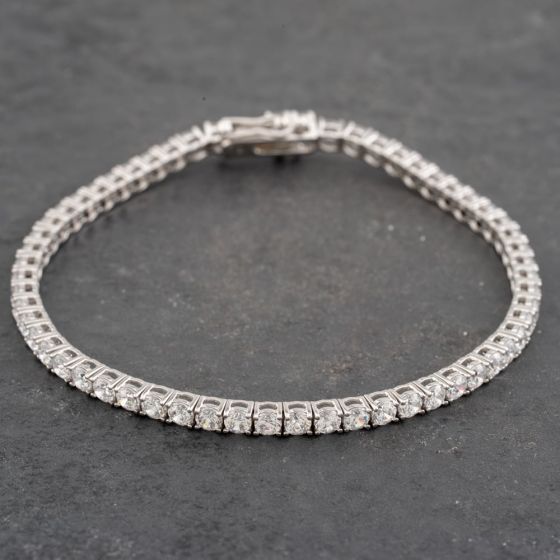 Second Hand 9ct White Gold Cubic Zirconia 7.5 Inch Tennis Bracelet 41281474