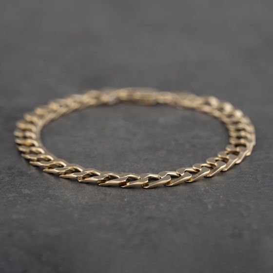 Second Hand 9ct Yellow Gold 8.5Inch Curb Chain Bracelet 41081497
